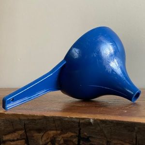 Large Blue Plastic Tupperware Funnel Kitchen Tool Hershey Kiss Mold Vintage